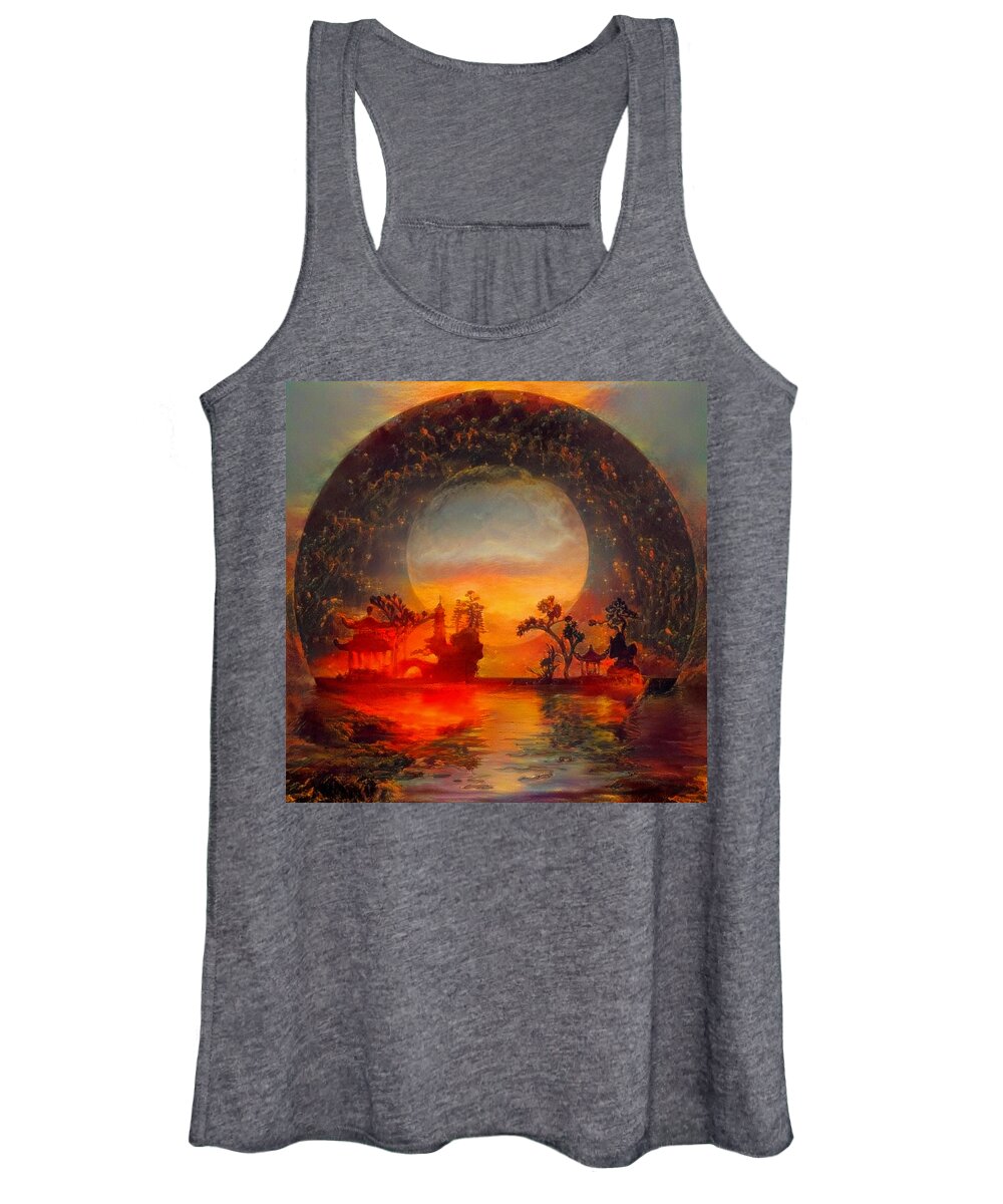 Abstract Women's Tank Top featuring the digital art Oriental landscape by Bruce Rolff