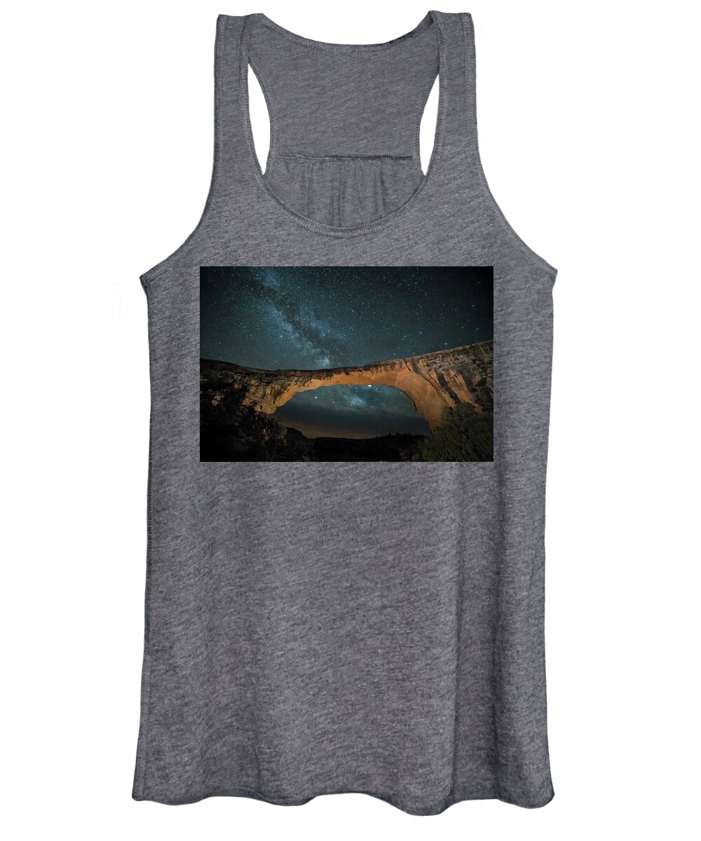American Southwest Women's Tank Top featuring the photograph Owachomo Natural Bridge and Milky Way by James Capo