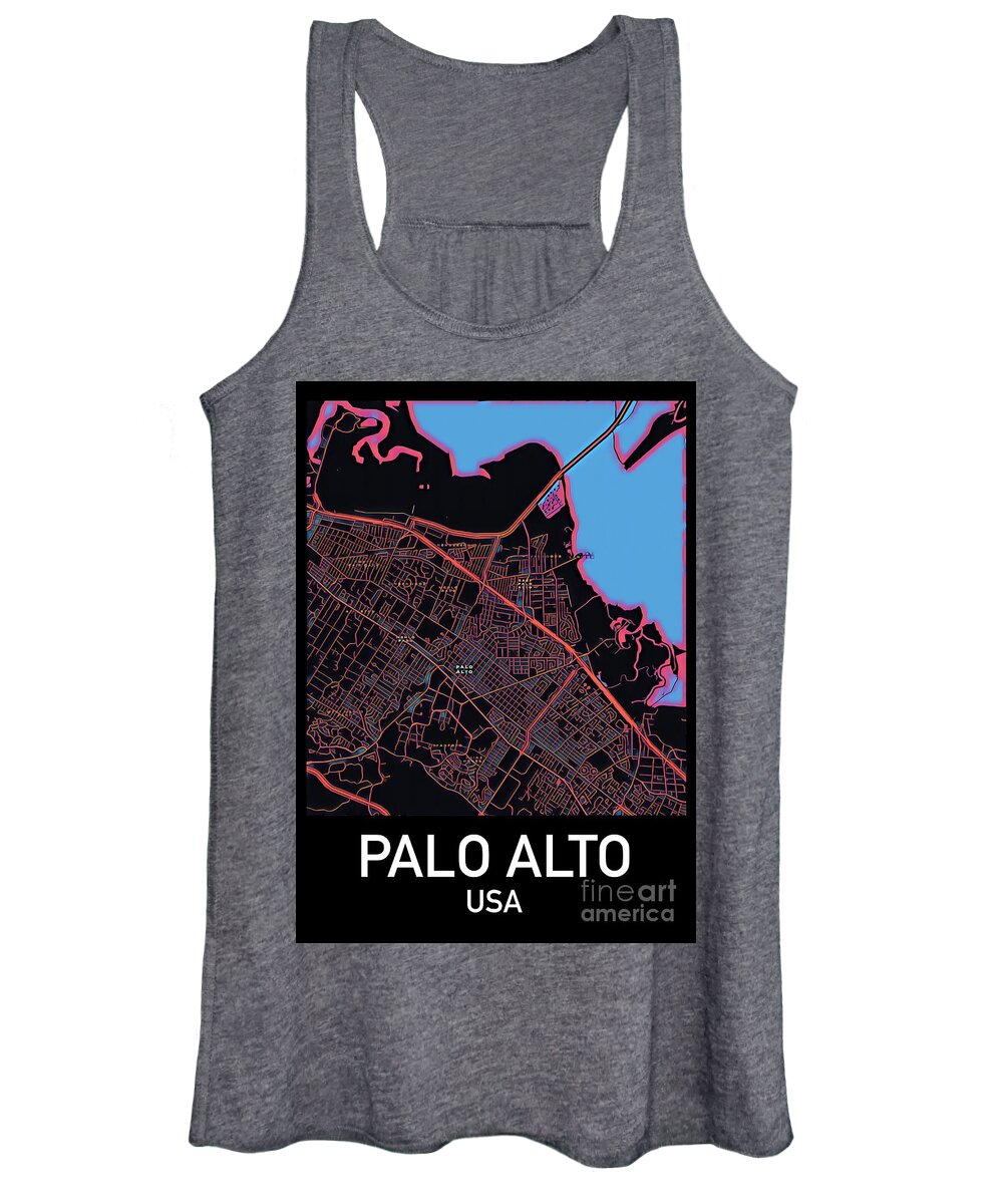 Palo Alto Women's Tank Top featuring the digital art Palo Alto City Map by HELGE Art Gallery