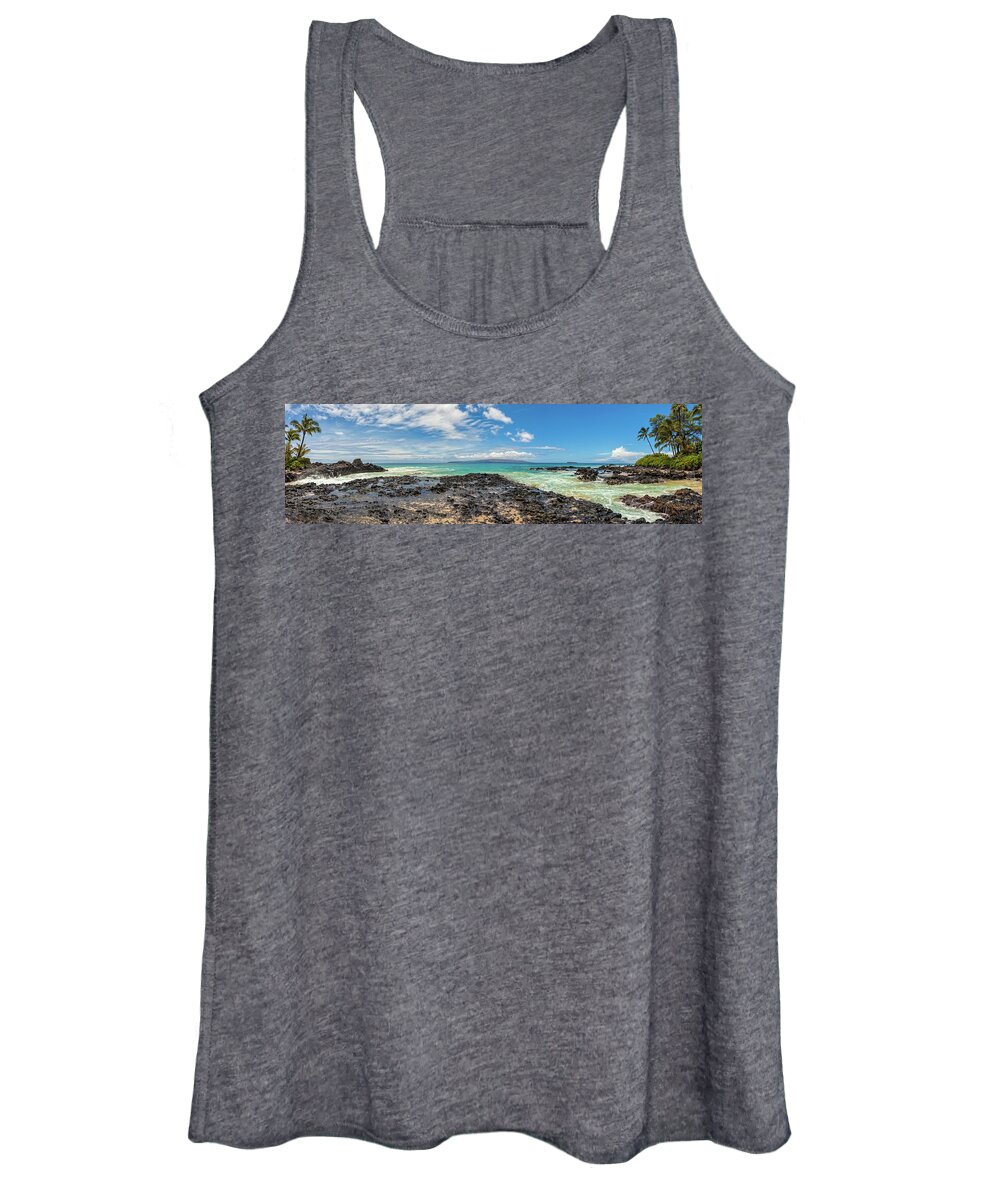 Panoramic Maui Beach Women's Tank Top featuring the photograph panoramic Maui by Chris Spencer