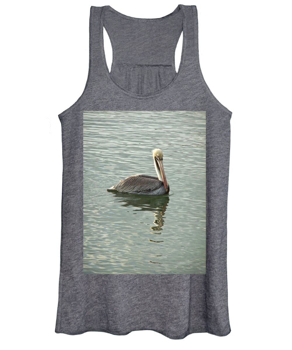 Pelican Women's Tank Top featuring the photograph Pelican Serenity by Kathy Chism