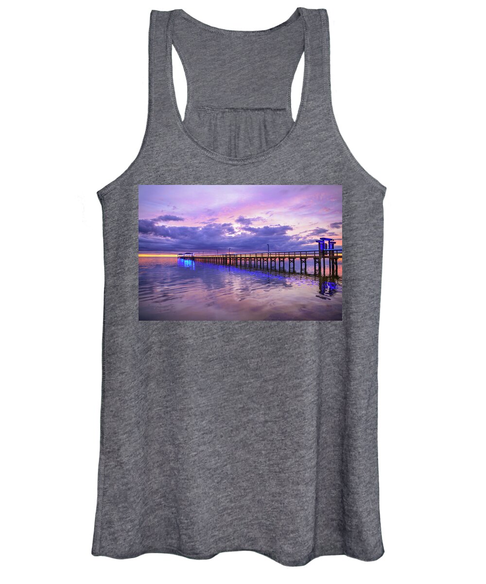Sunrise Women's Tank Top featuring the photograph Pier Blues 3 by Christopher Rice