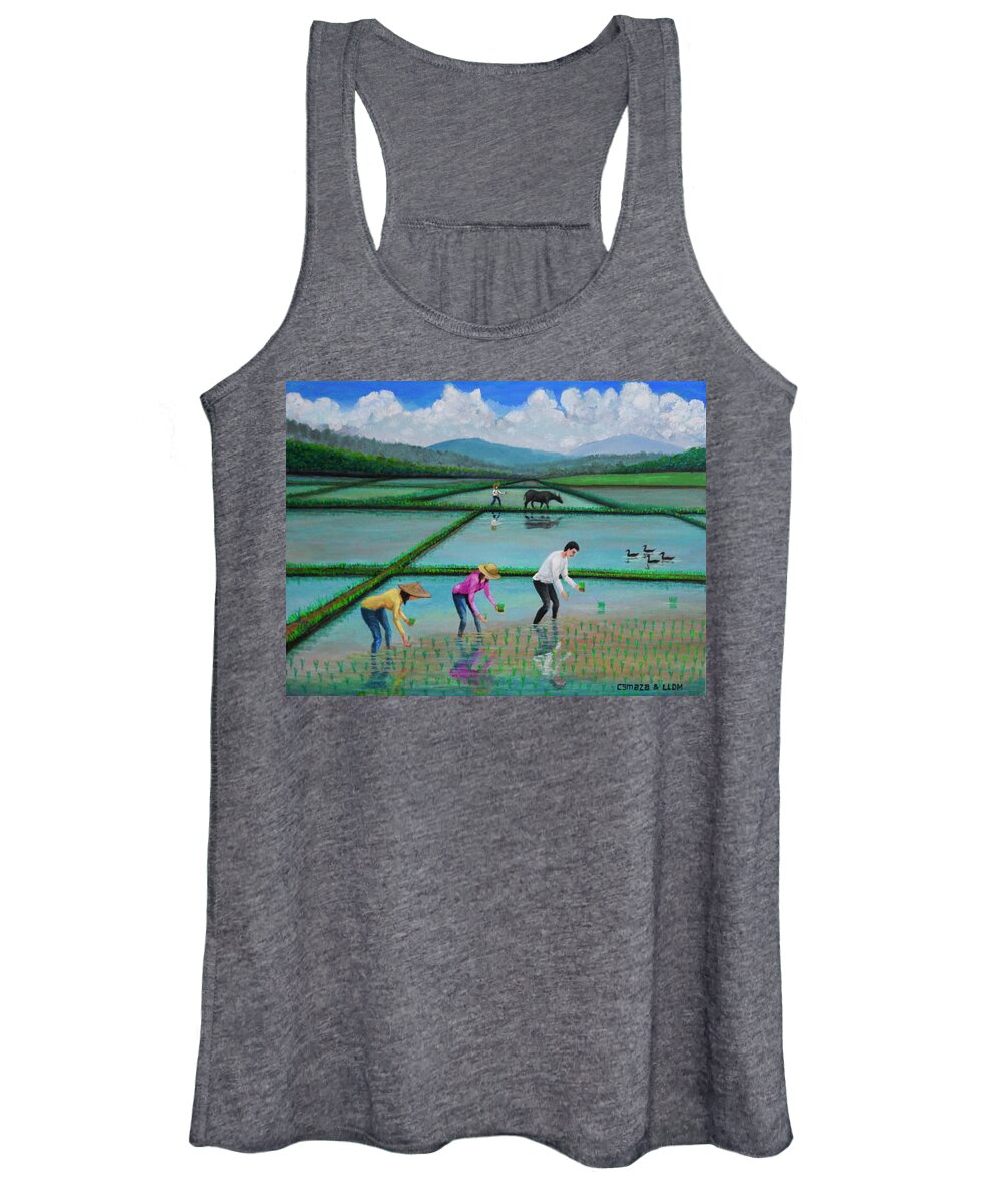 Plants Women's Tank Top featuring the painting Planting Season 2 by Cyril Maza