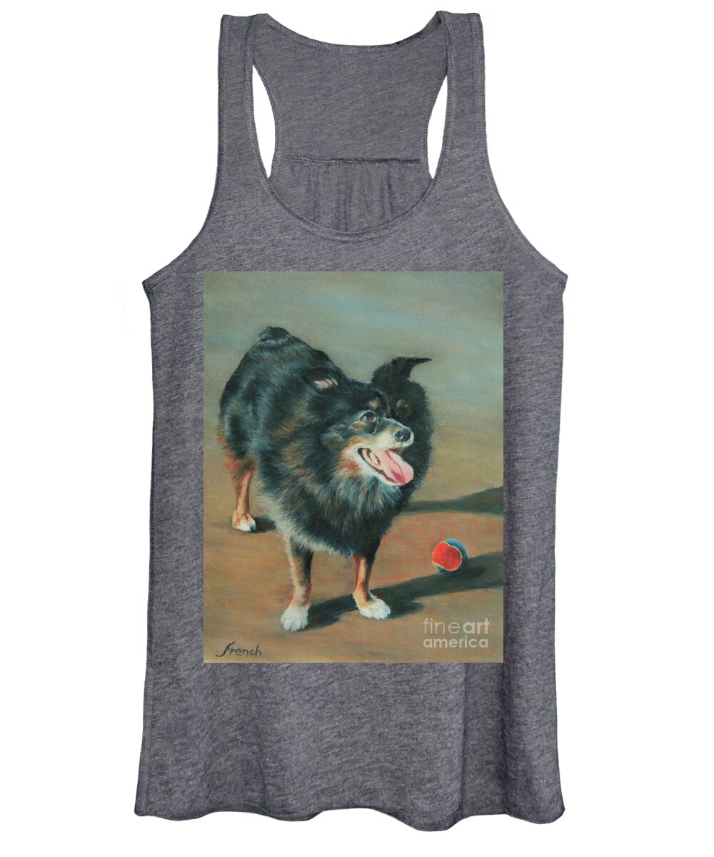 Dogs Women's Tank Top featuring the painting Playful Toy Australian Shepherd by Jeanette French