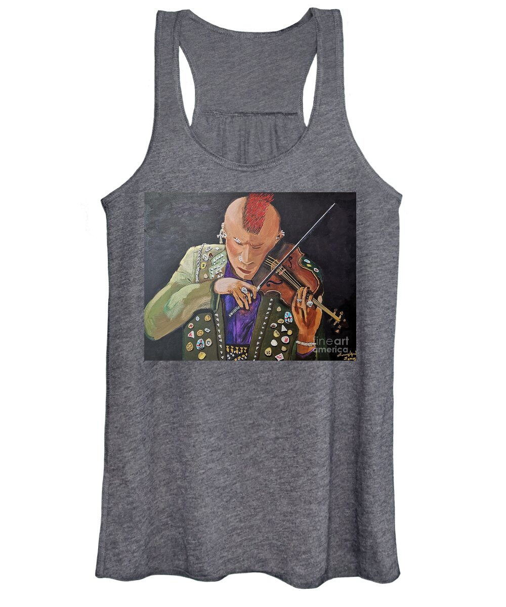 Punk Fiddle Women's Tank Top featuring the painting Punk Fiddler by Jennylynd James