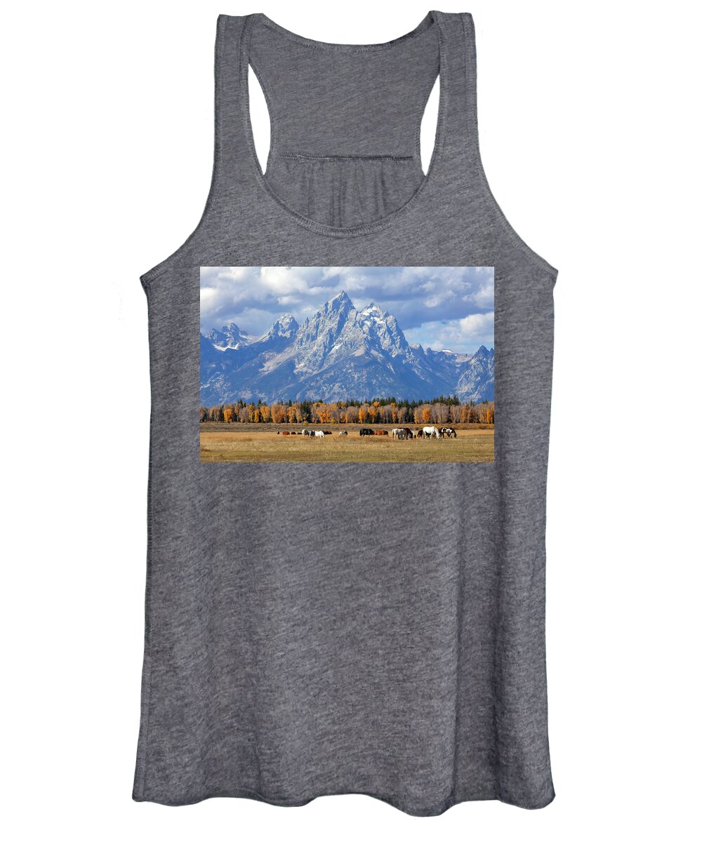 Grand Teton National Park Women's Tank Top featuring the photograph Purple Mountains Majesty by Jack Bell