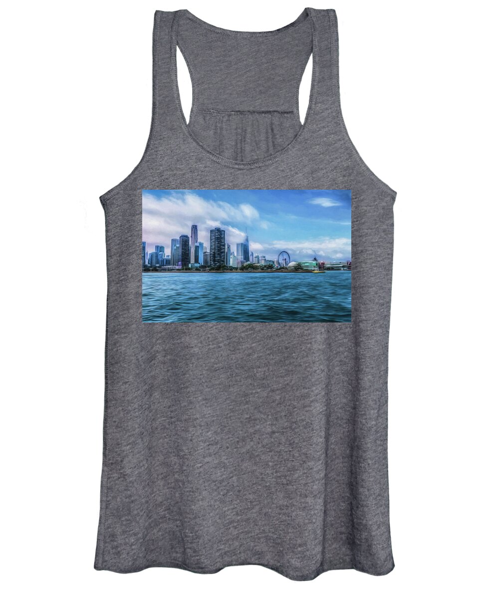 Chicago Navy Pier Women's Tank Top featuring the photograph Rainy Day In Chicago by Kevin Lane