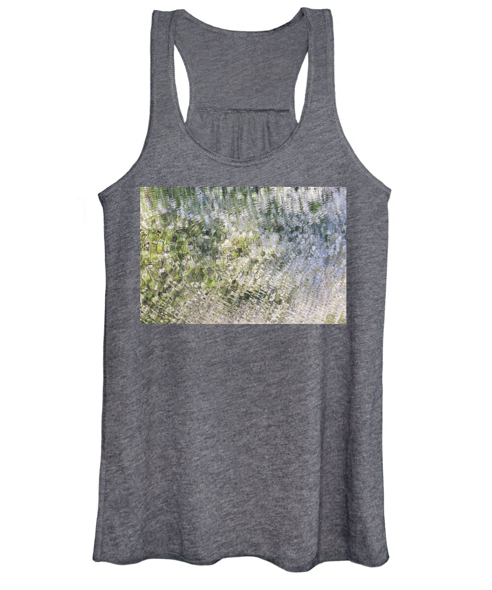 Ripples Women's Tank Top featuring the photograph Ripples on the river with blossom reflections by Anita Nicholson