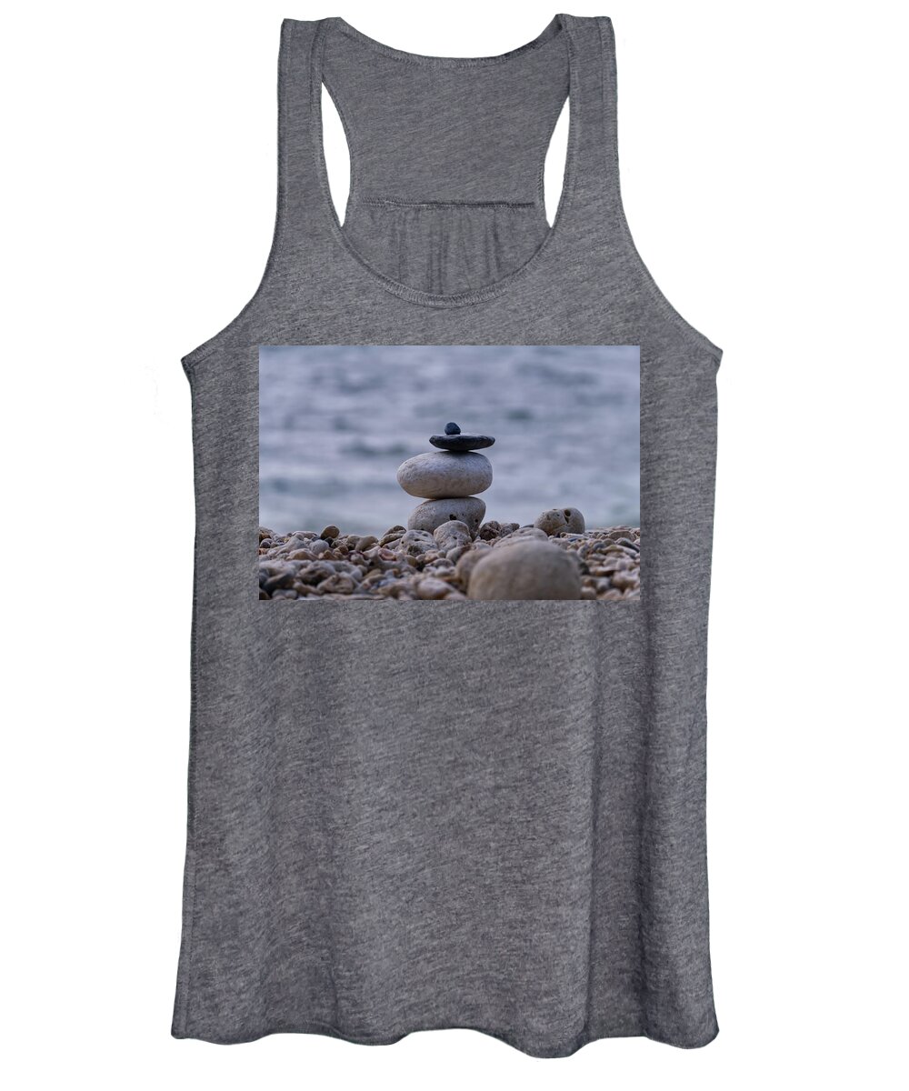 Rock Stacking Women's Tank Top featuring the photograph Serenity by Eric Hafner