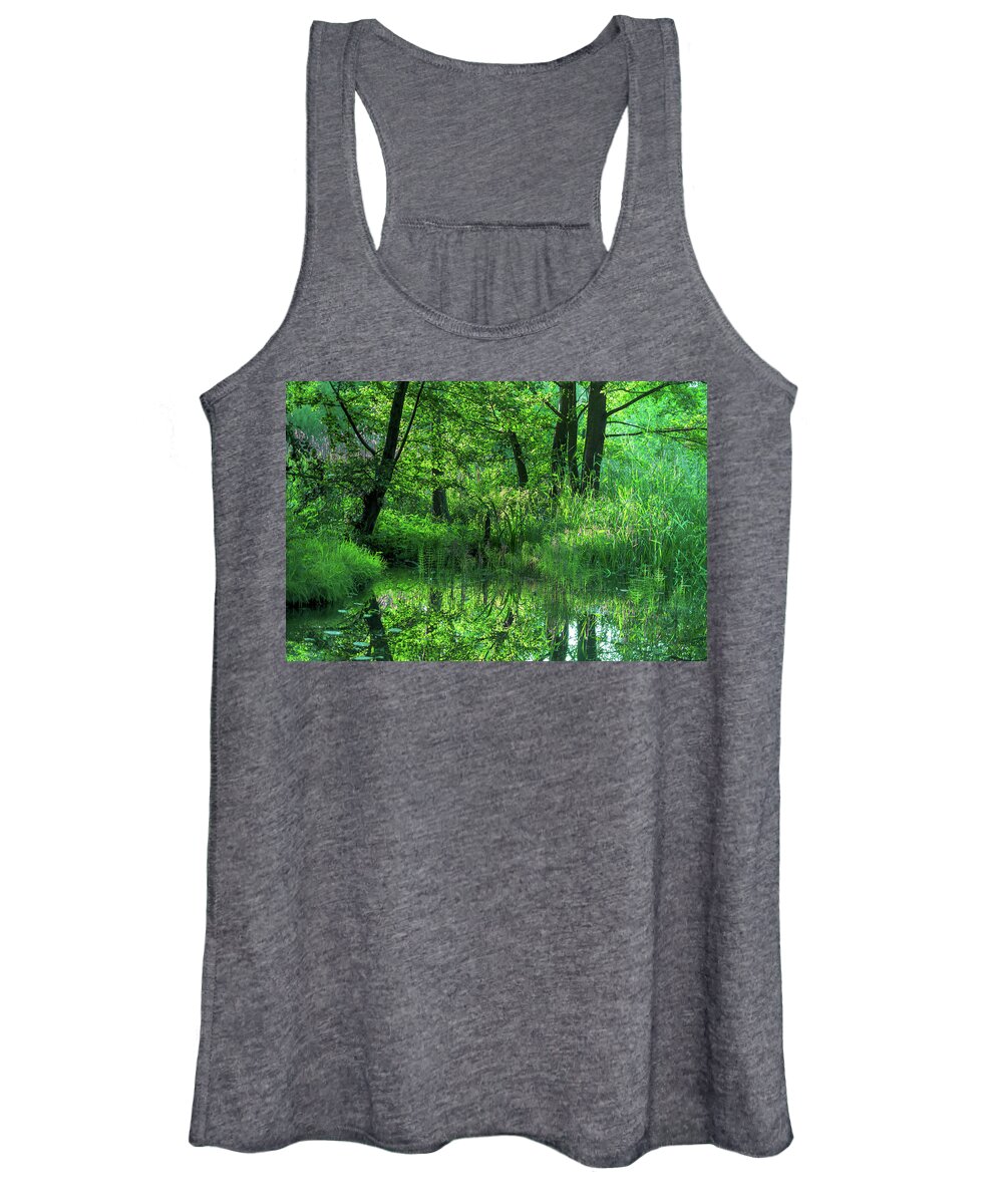 Spreewald Women's Tank Top featuring the photograph Shades of green in the Spreewald by Sun Travels