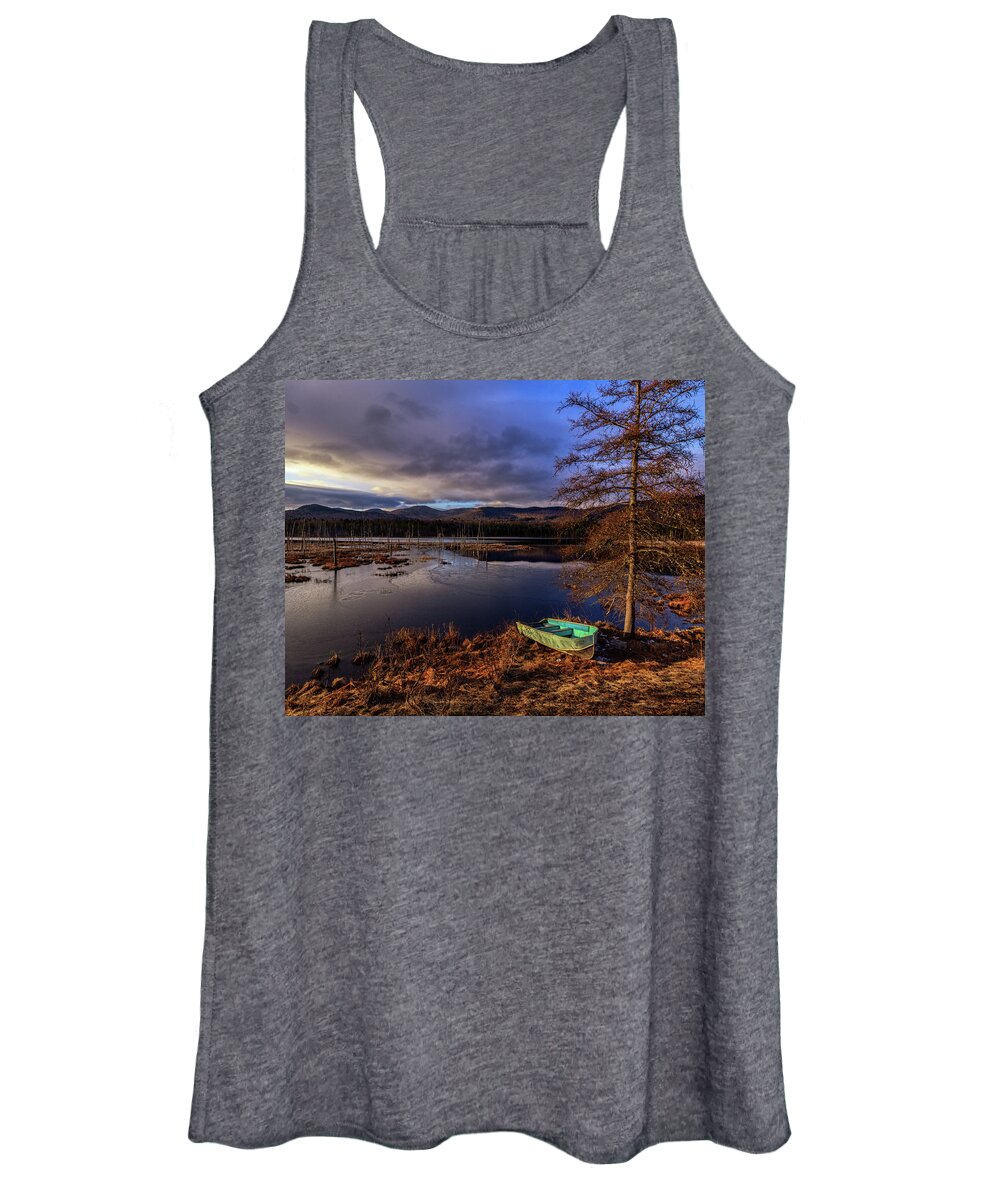 Adk Women's Tank Top featuring the photograph Shaw Pond Sunrise - Landscape by Rod Best