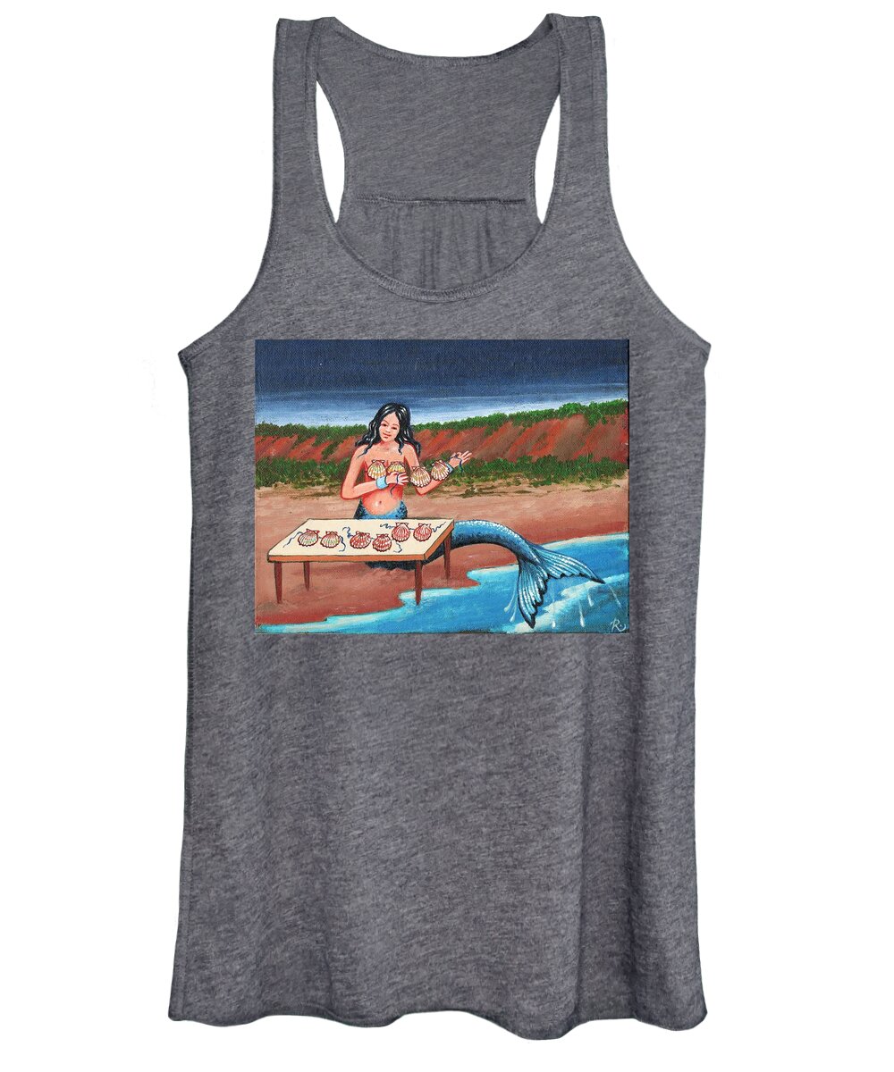 Mermaids Women's Tank Top featuring the painting Sheila sells seashells by the seashore by James RODERICK