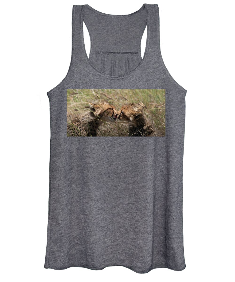 Cheetah Women's Tank Top featuring the photograph Sibling love by Patrick Nowotny