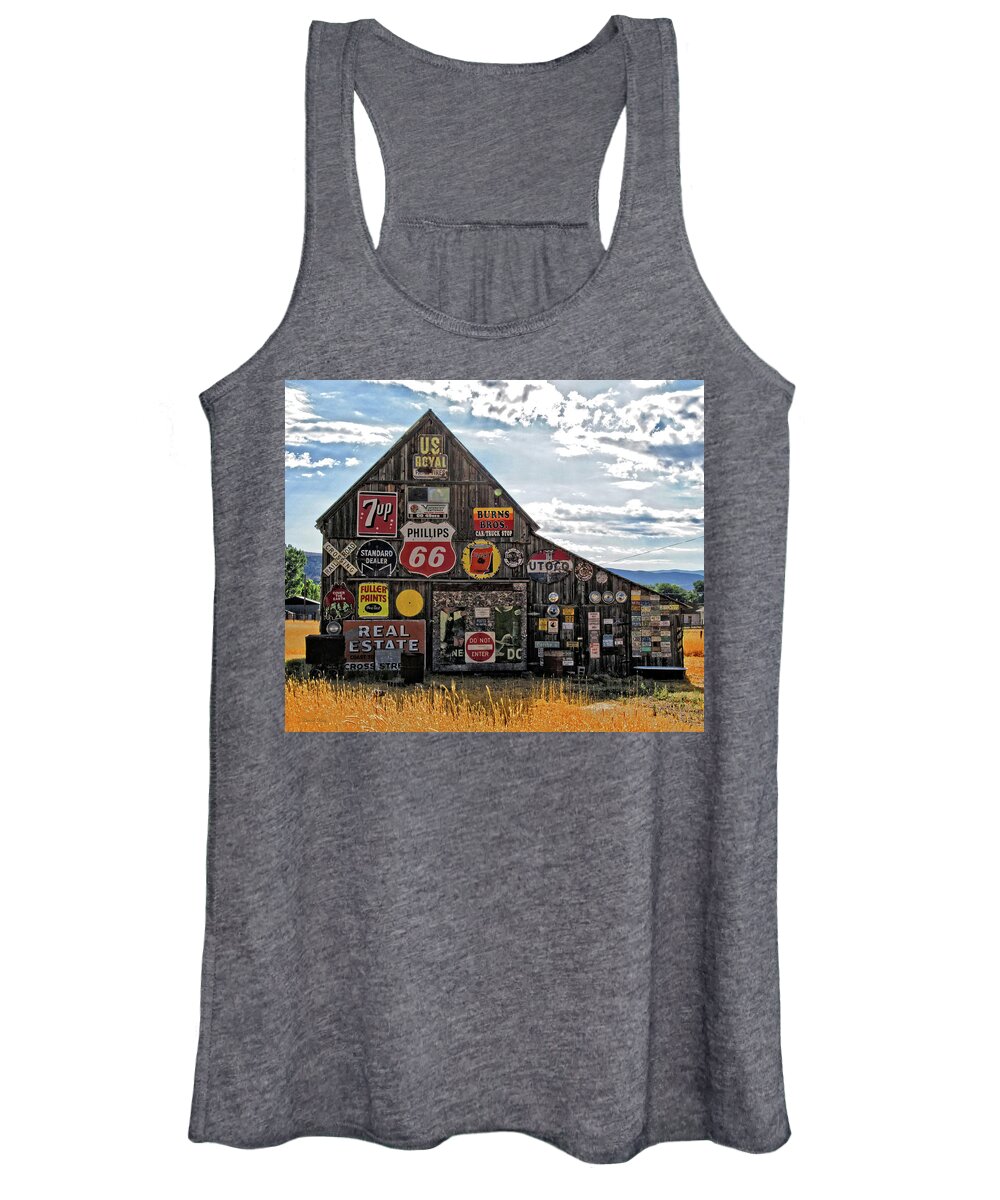 Old Barn Women's Tank Top featuring the photograph Signage Barn by DK Digital