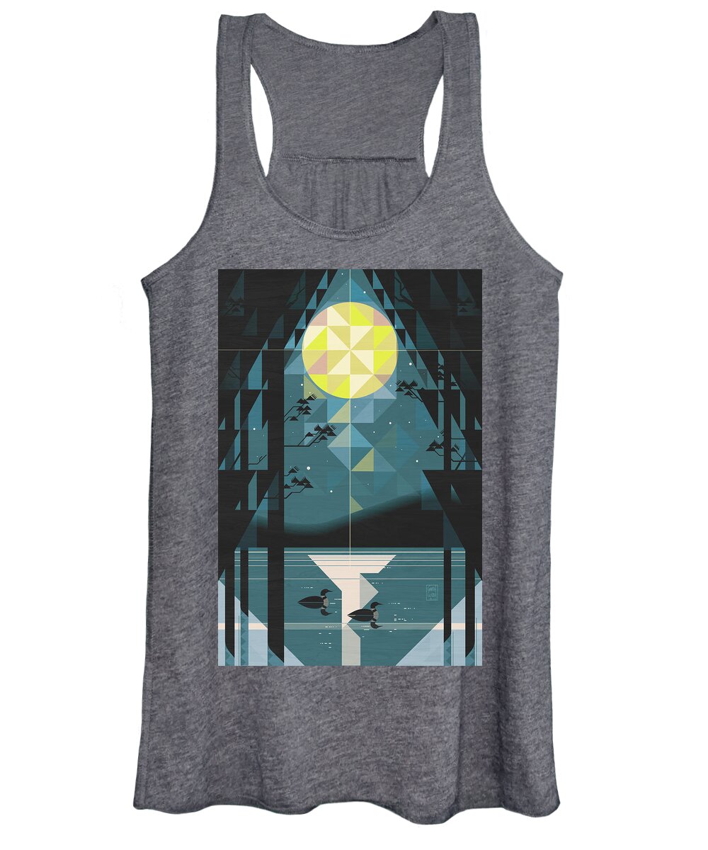 Water Women's Tank Top featuring the digital art Silent Night Over Houghton Lake Michigan by Garth Glazier