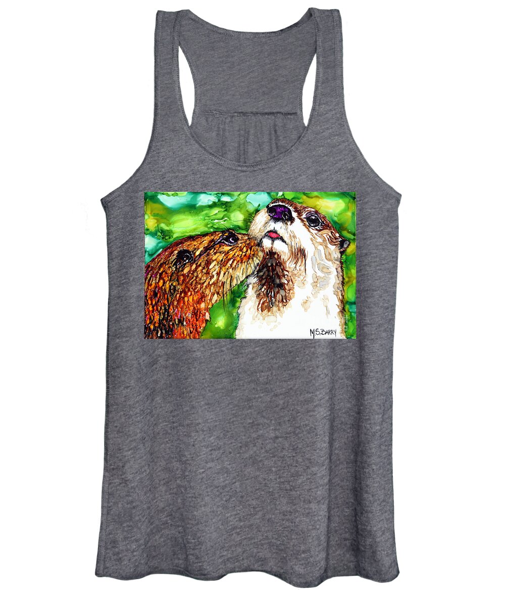 Sea Otters Women's Tank Top featuring the painting Spellbound by Maria Barry