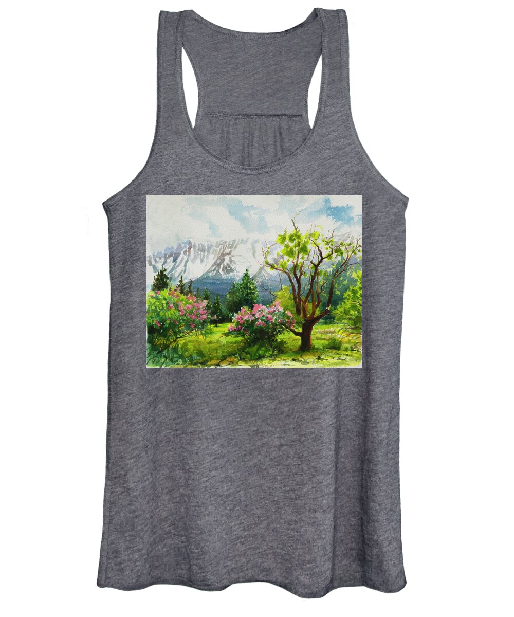 Landscape Women's Tank Top featuring the painting Spring in the Wallowas by Steve Henderson