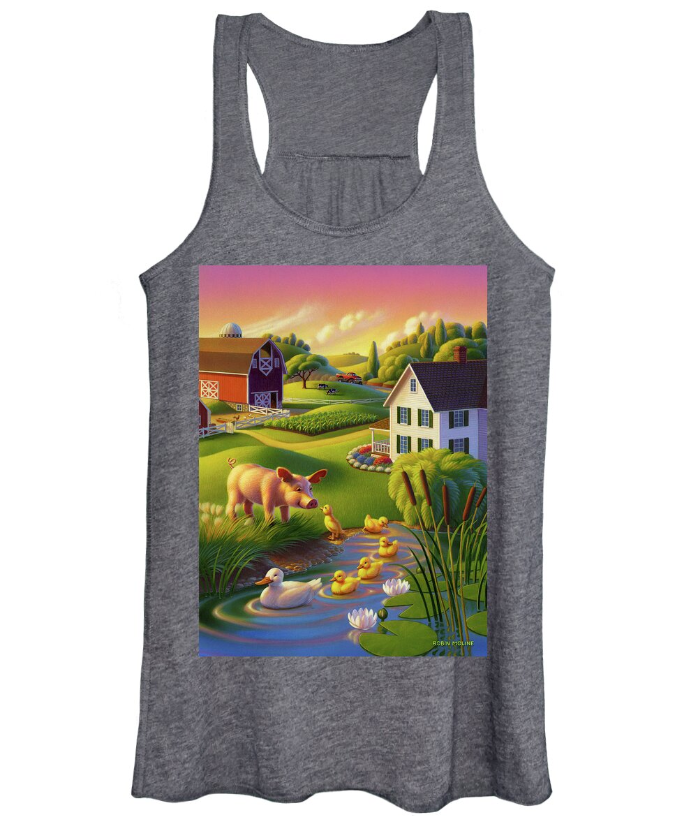 Spring Pig Women's Tank Top featuring the painting Spring Pig by Robin Moline