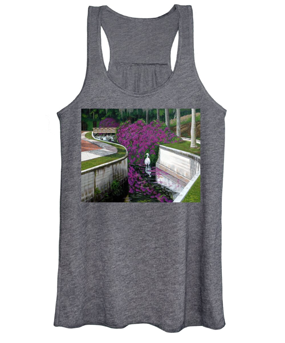 Landscape Women's Tank Top featuring the painting Spring Time at Booker Creek by Adrienne Dye