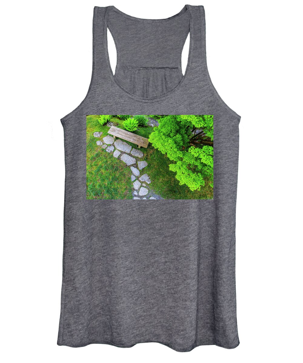 Japanese Garden Women's Tank Top featuring the photograph Stepping Stones by Briand Sanderson