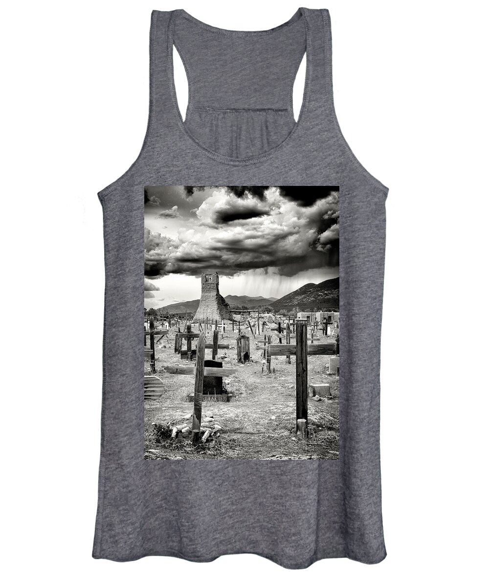 Landscape Women's Tank Top featuring the photograph Storm Clouds Over Taos by Ron McGinnis