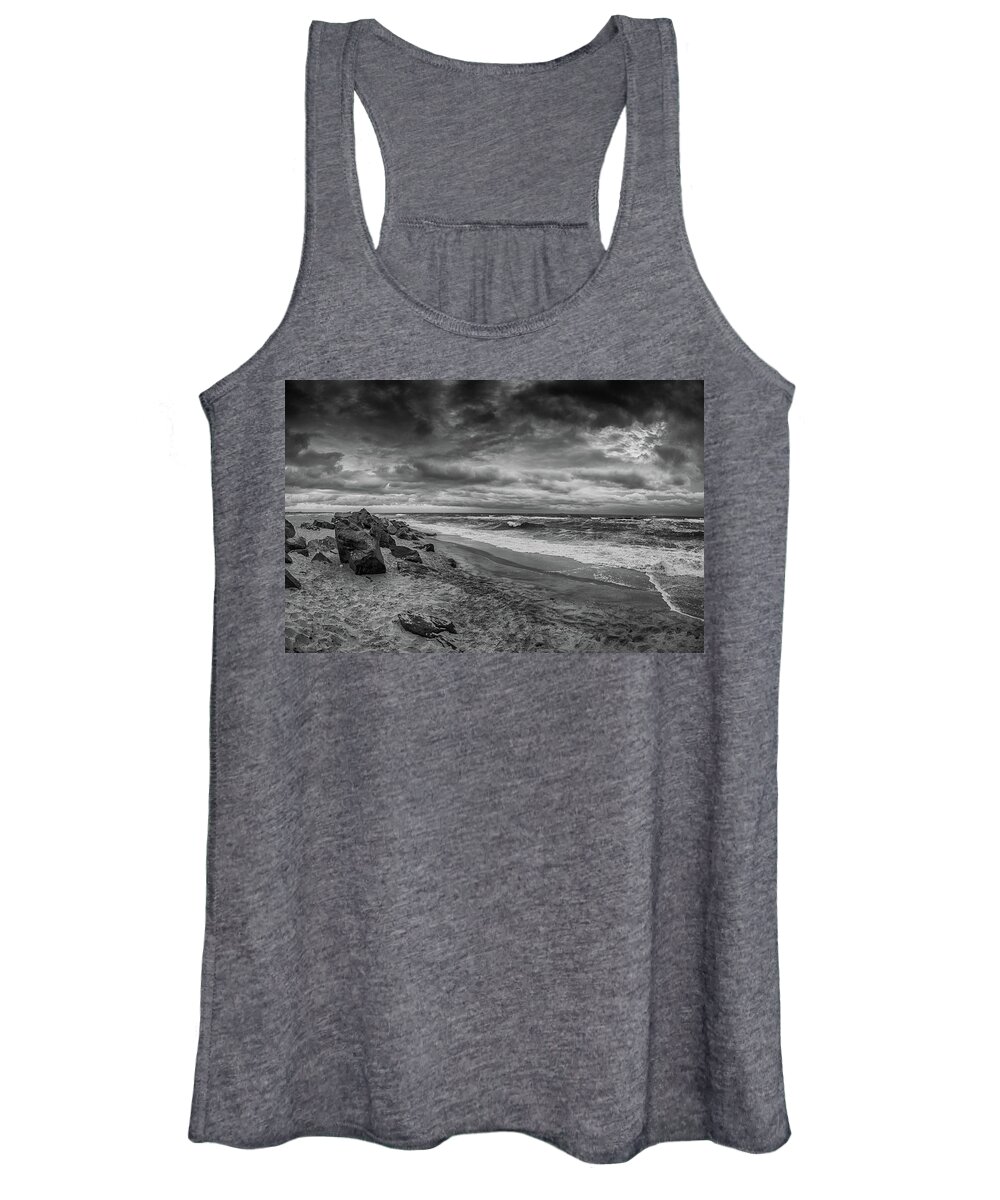 Stormy Women's Tank Top featuring the photograph Stormy day at Sandy Hook by Alan Goldberg