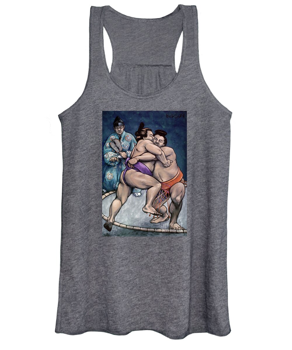 Sumo Women's Tank Top featuring the painting Sumo paintings - Sumo Wrestlers V by Sharon Hudson