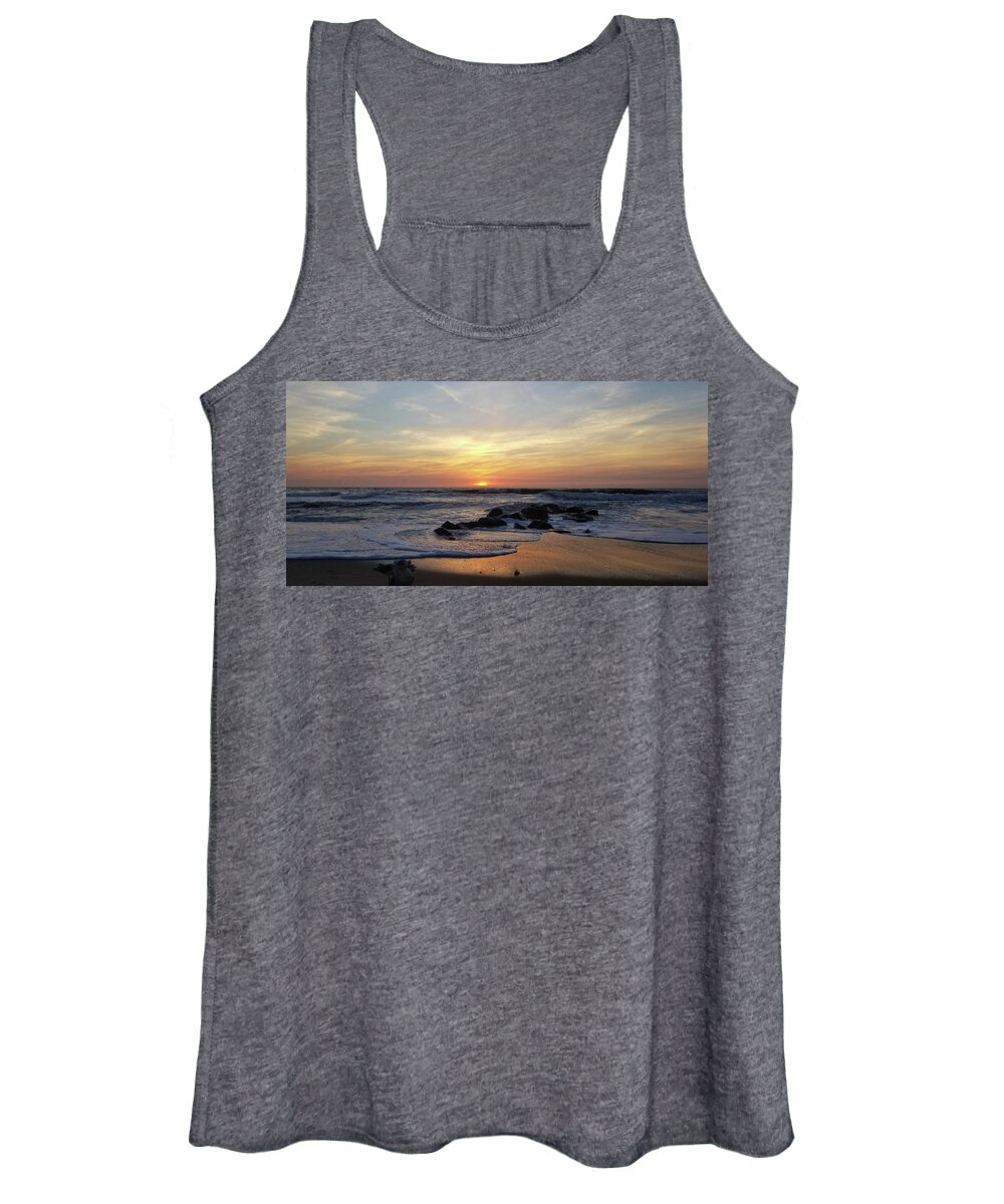 Sun Women's Tank Top featuring the photograph Sunrise At The 15th St Jetty by Robert Banach