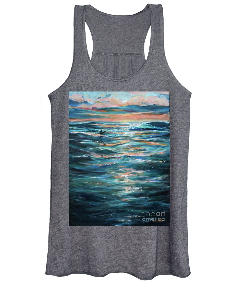 Ocean Women's Tank Top featuring the painting Sunrise by Linda Olsen