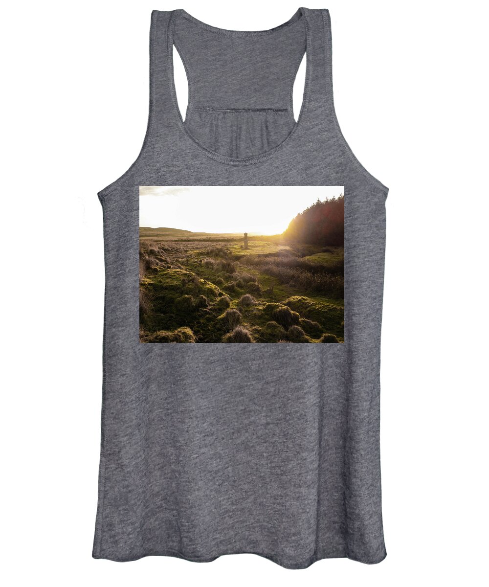 Charlotte Dymond Women's Tank Top featuring the photograph Sunset At Charlotte Dymond Murder Memorial Bodmin Moor Cornwall by Richard Brookes