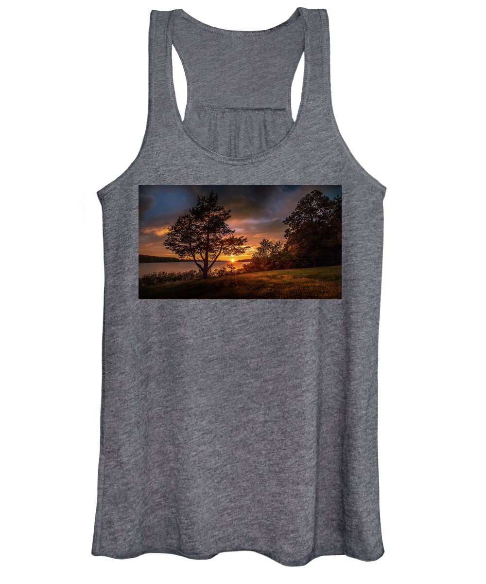 Sunset Women's Tank Top featuring the photograph Sunset at Fellows Lake by Allin Sorenson