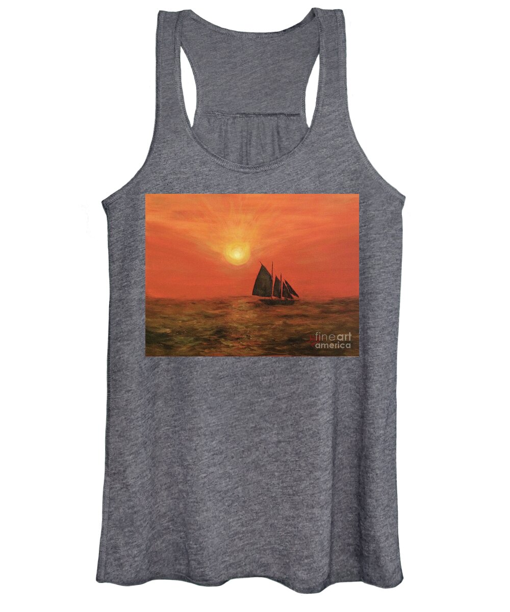 Sunset Women's Tank Top featuring the painting Sunset Cruise by Aicy Karbstein
