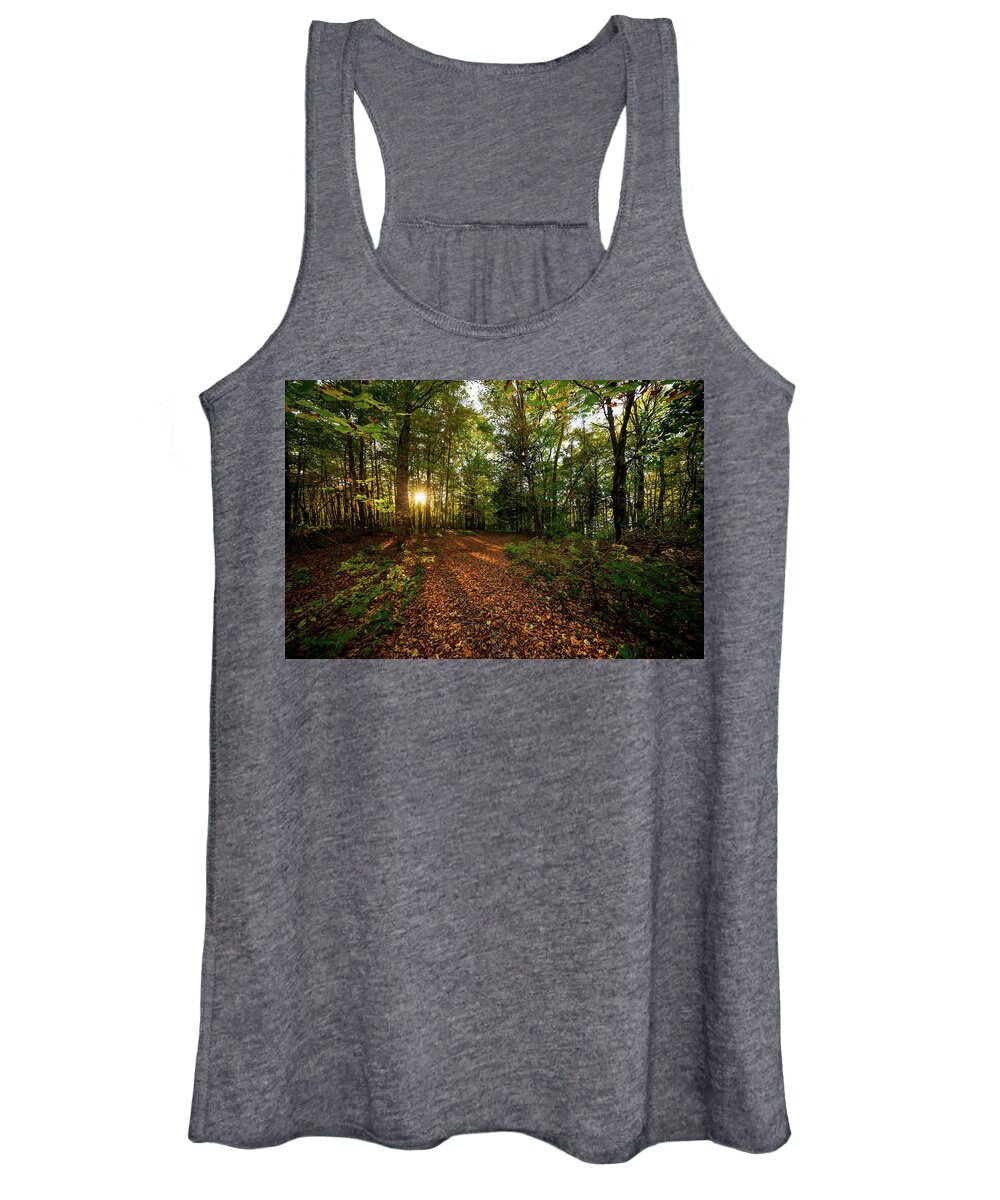 Sunset Women's Tank Top featuring the photograph Sunset in the forrest #1381 by Michael Fryd