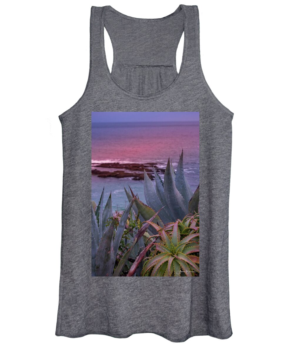 Ocean Women's Tank Top featuring the photograph Sunset Water Aloe and Agaves by Aaron Burrows