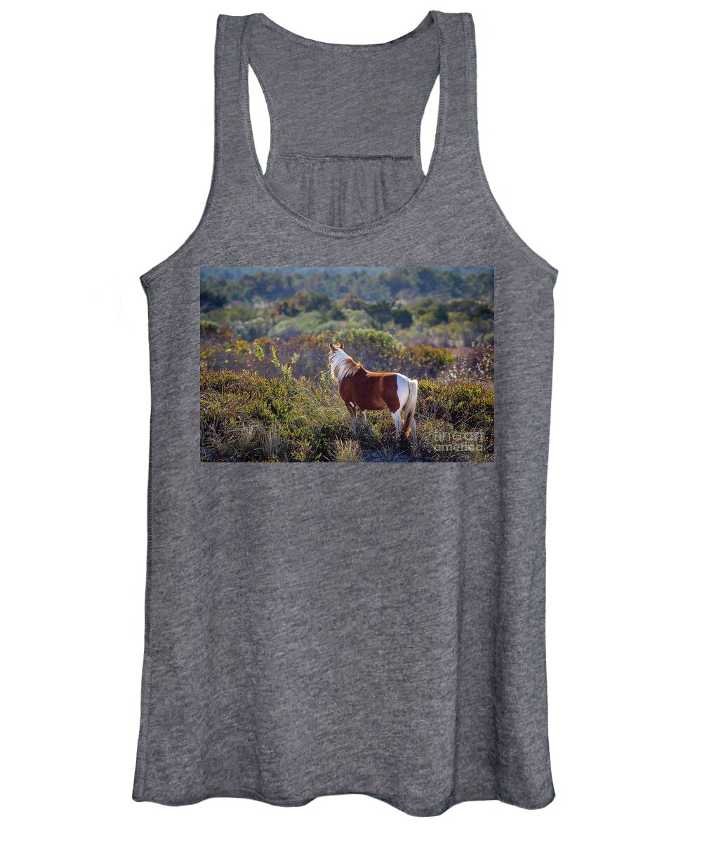 Horse Women's Tank Top featuring the photograph Surveying Her Domain by Kathy Sherbert