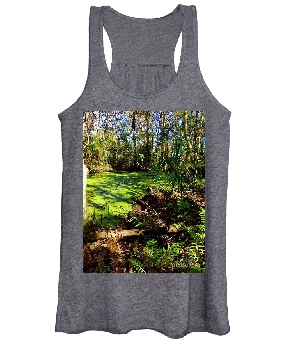Leaves Women's Tank Top featuring the photograph Swamp Three by Alan Metzger