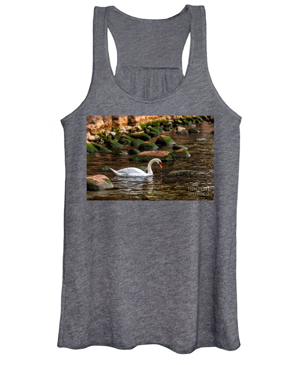 Photography Women's Tank Top featuring the photograph Swan and Moss by Alma Danison