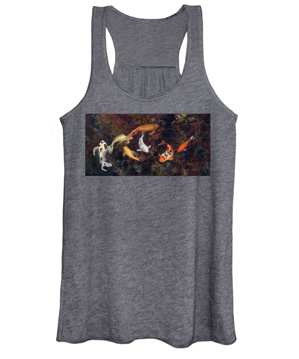 Koi Women's Tank Top featuring the painting Swirling School by Megan Collins