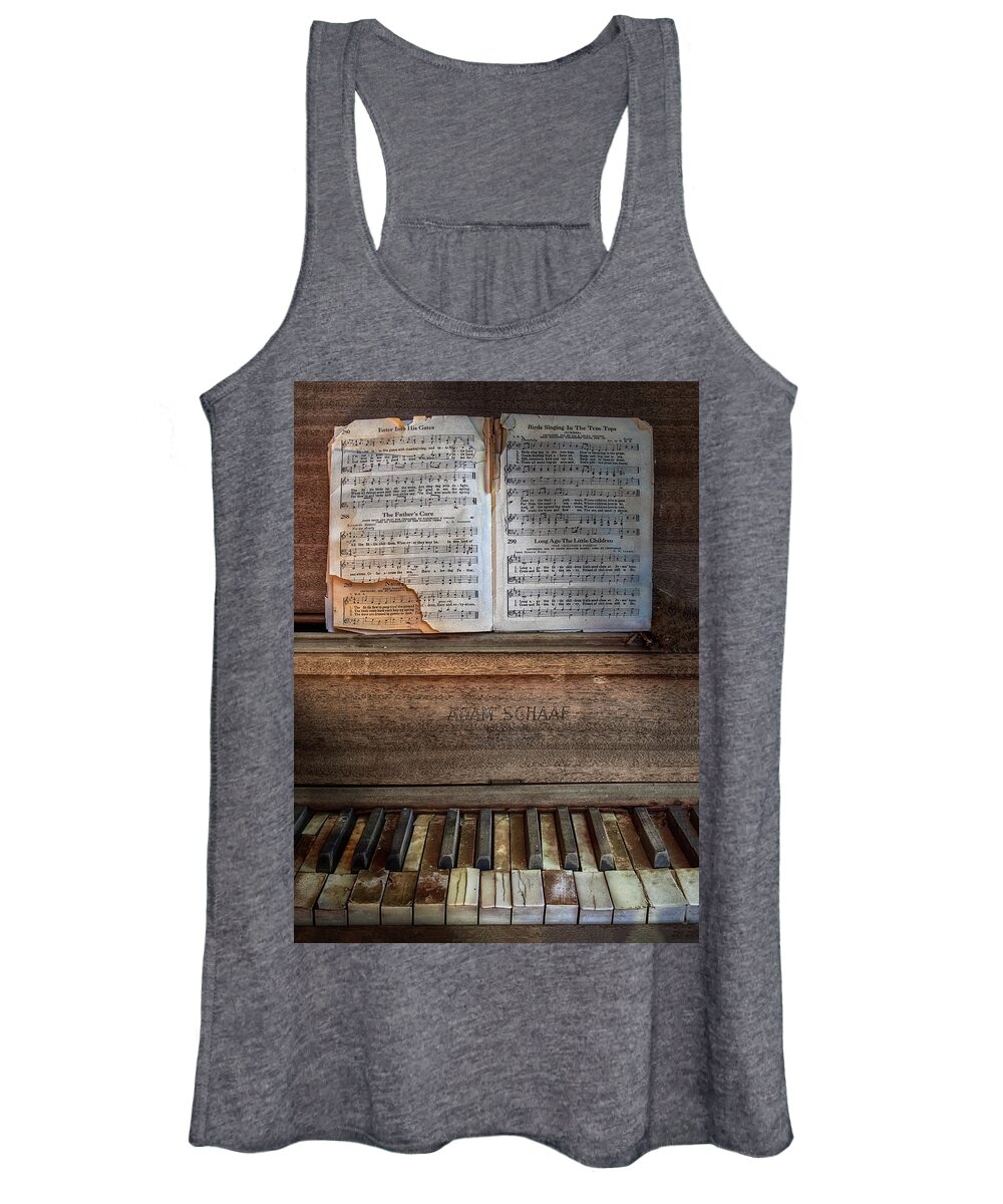 Piano Women's Tank Top featuring the photograph Tattered Faith 2 by Harriet Feagin