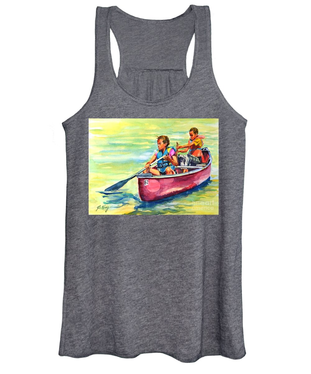 Children Women's Tank Top featuring the painting Team spirit by Betty M M Wong