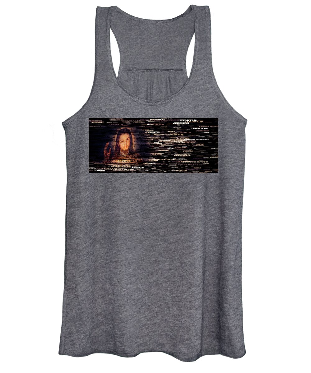 Christ Women's Tank Top featuring the photograph text portrait of Merciful Jesus by Vivida Photo PC