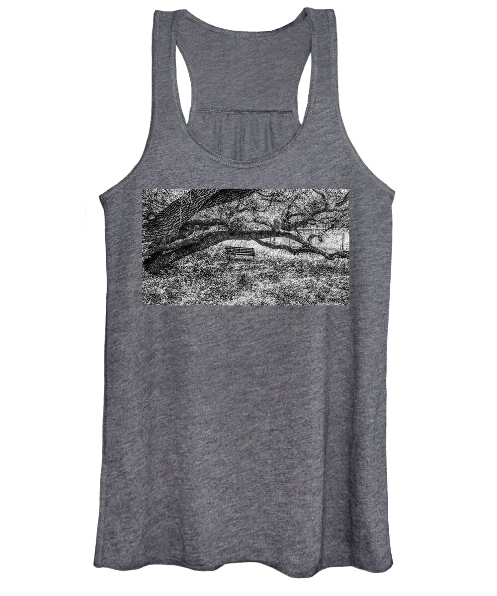 Park Bench Women's Tank Top featuring the photograph That Old Park Bench by Ivars Vilums
