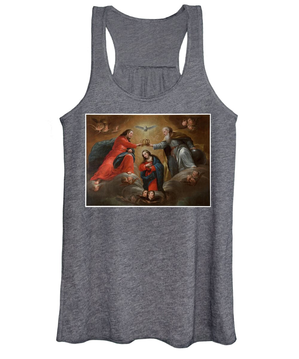 Pedro De Calabria Women's Tank Top featuring the painting 'The Coronation of the Virgin'. Late XVII - Early XVIII century. Oil on canvas. by Pedro De Calabria