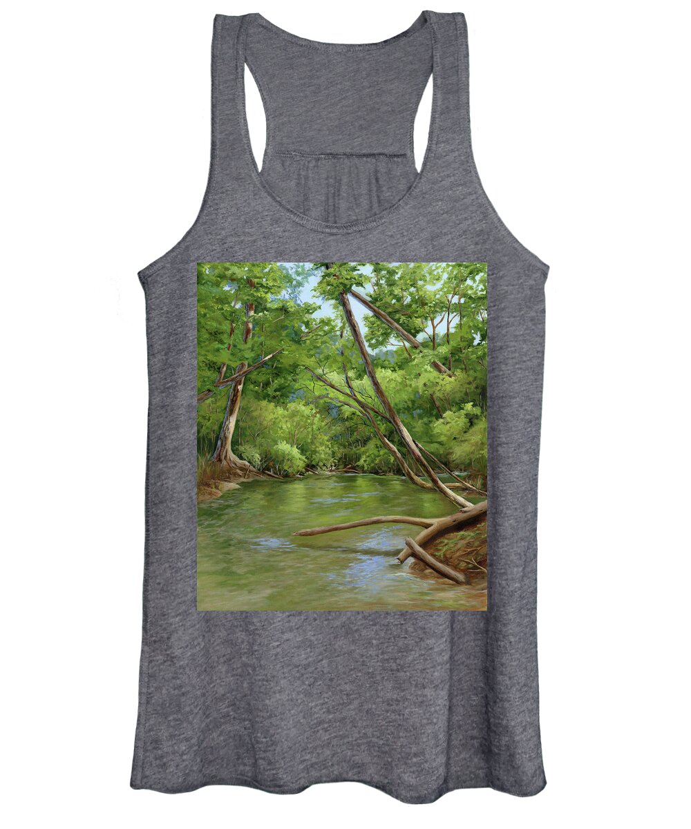 Trees Women's Tank Top featuring the painting The Fallen Tree by Donna Tucker