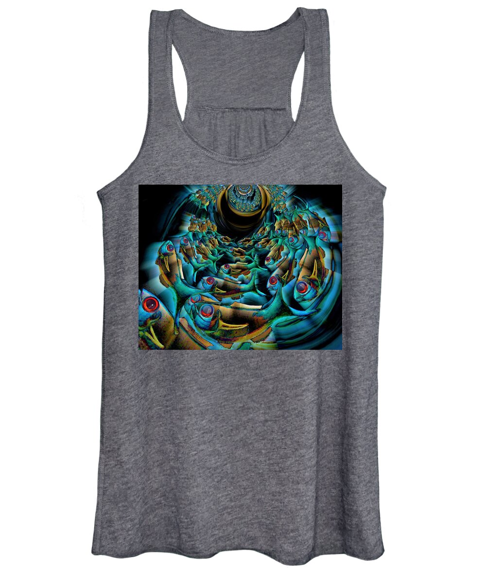 Modern Abstract Women's Tank Top featuring the painting The Fish Ball - The Coral Tree Bush by Joan Stratton by Joan Stratton