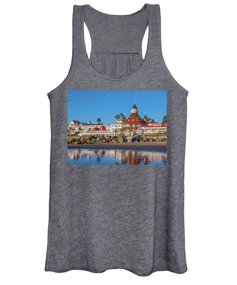 San Diego Women's Tank Top featuring the photograph The Hotel del Coronado Beach Reflection San Diego by Robert Bellomy