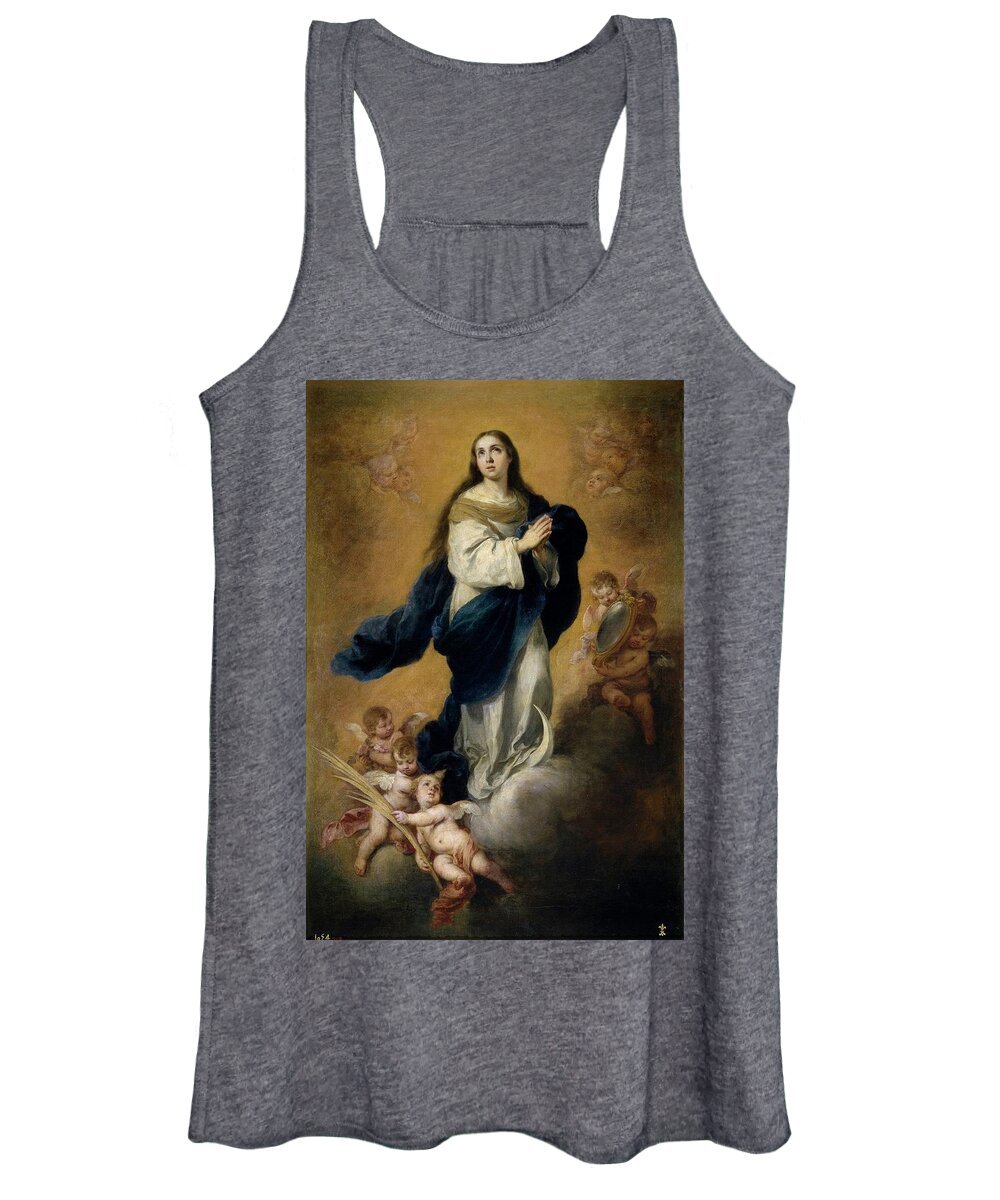 Bartolome Esteban Murillo Women's Tank Top featuring the painting 'The Immaculate Conception', 1665-1675, Spanish School, Oil on canvas... by Bartolome Esteban Murillo -1611-1682-