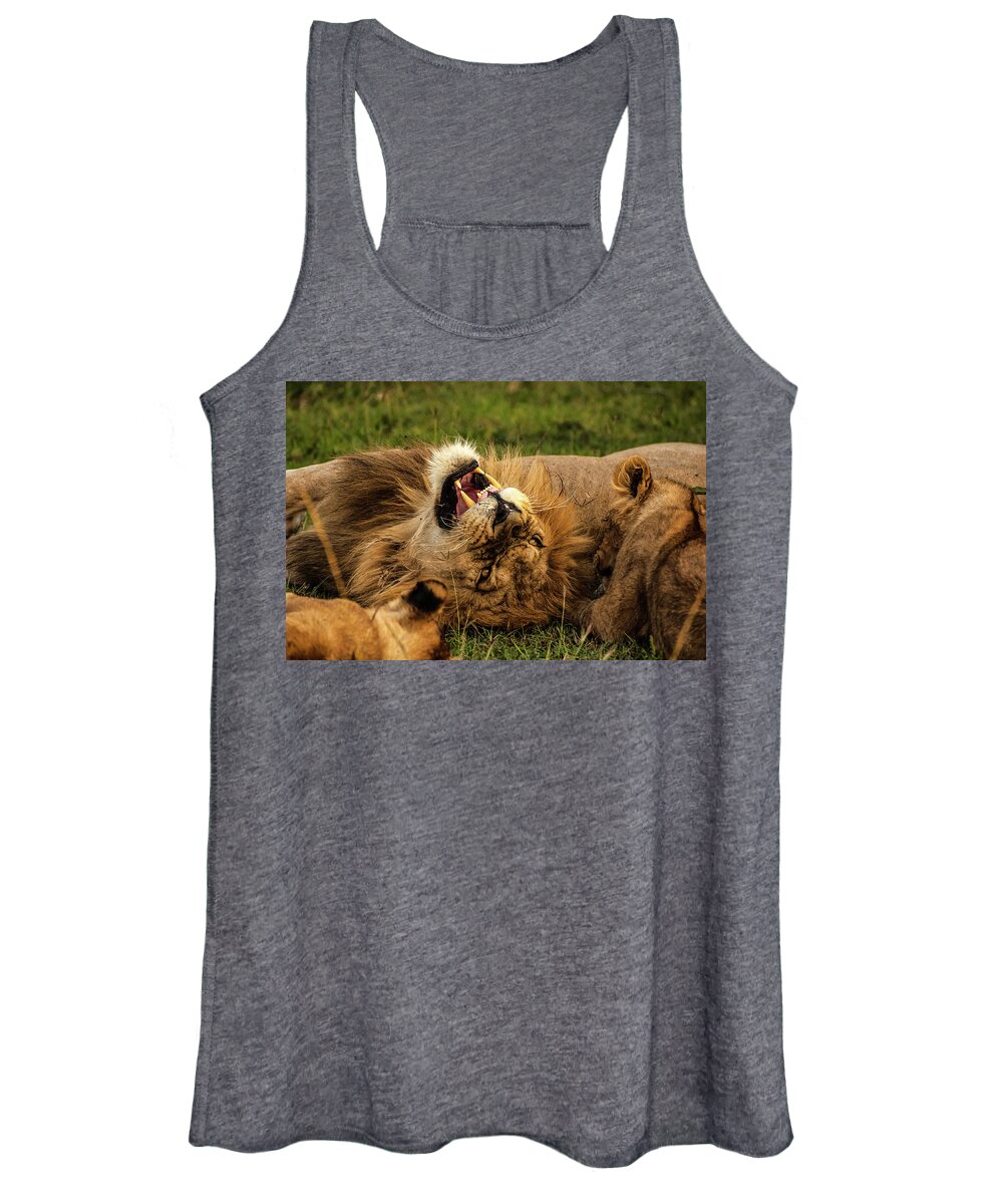 Lion Women's Tank Top featuring the photograph The Lion Growls by Peggy Blackwell
