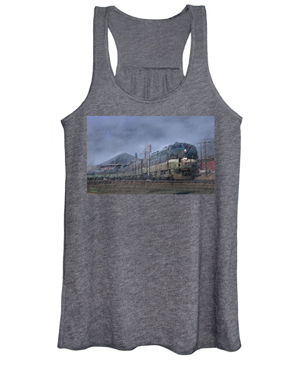 Northern Pacific Mainstreeter Women's Tank Top featuring the digital art The North Coast Limited Heads East by Glenn Galen