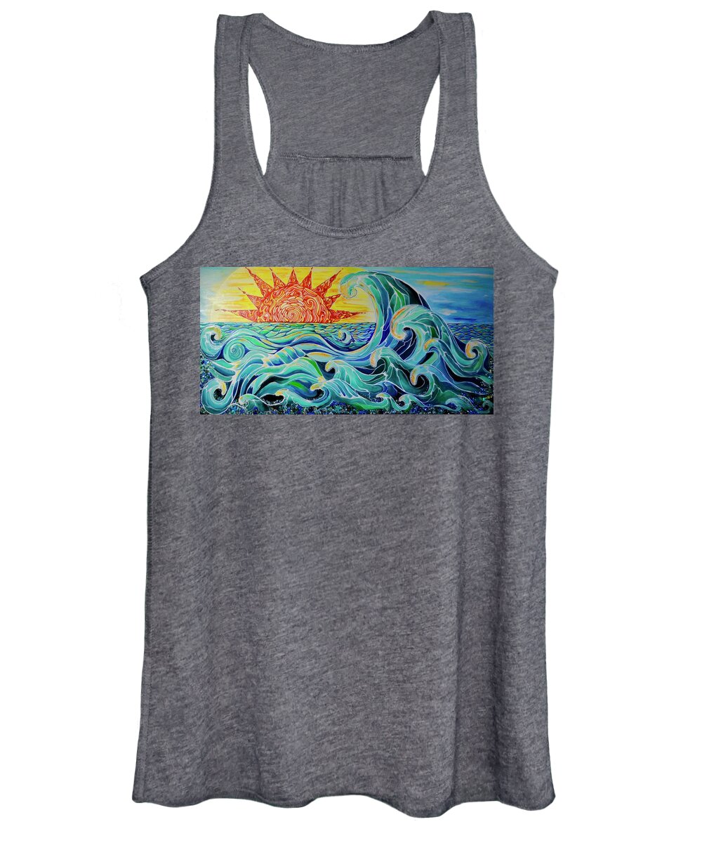 Waves Women's Tank Top featuring the painting The Mother Wave by Patricia Arroyo